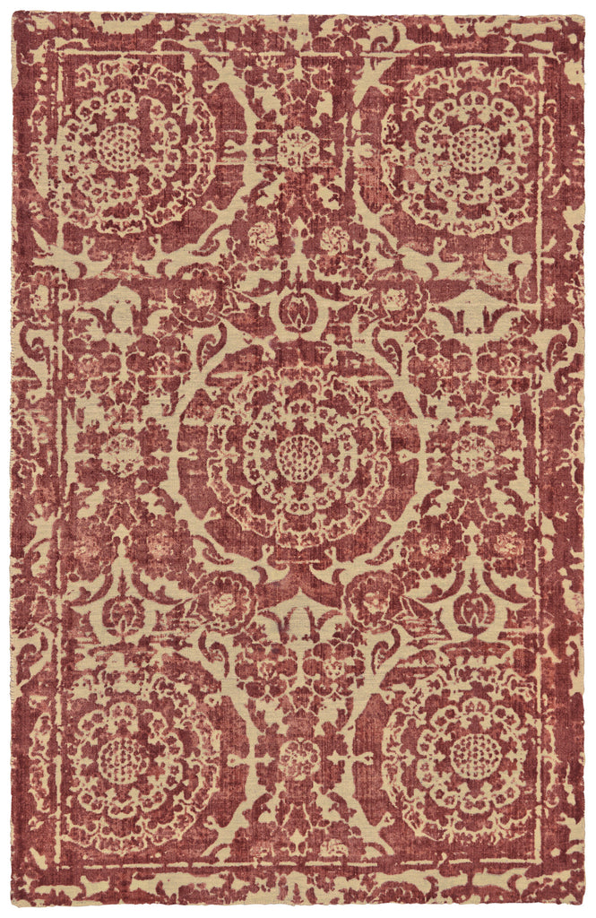 Dylan Modern Damask Red Tan Area Rug (8' x 11')