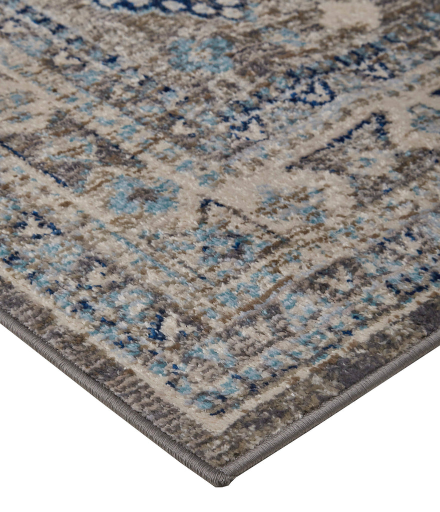 Bellini Transitional Medallion Gray Brown Blue Area Rug (7'10" x 7'10")