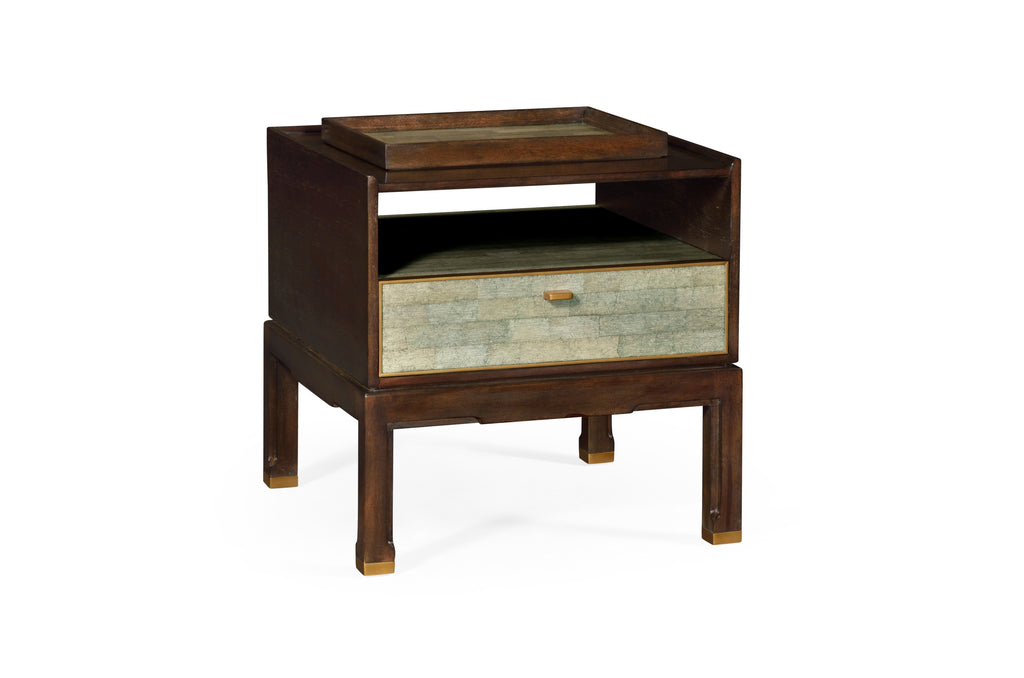Modern Accents Small Lymed Mink Bedside Table with Tray
