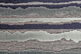 Saphir Callo Modern Stripes Gray Taupe Blue Area Rug (7'6" x 10'6")