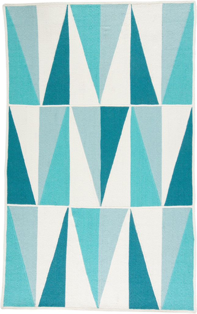 Clare Transitional Geometric Blue Green Ivory Area Rug (8' x 11')