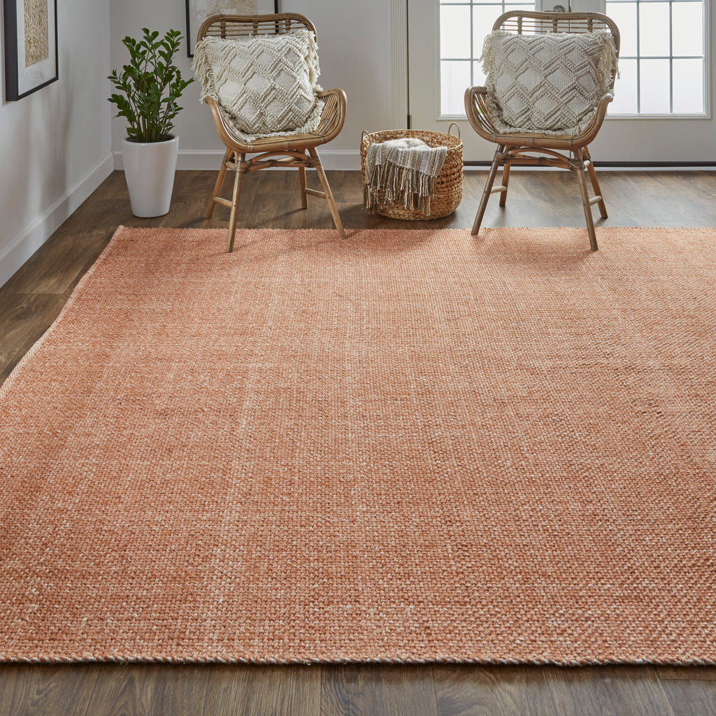 Naples Transitional Solid Orange Area Rug (5' x 8')