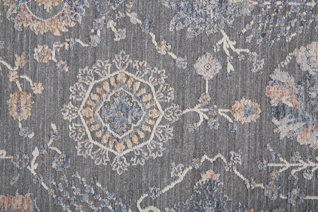 Thackery Transitional Floral Botanical Gray Ivory Tan Area Rug (7'10" x 9'10")