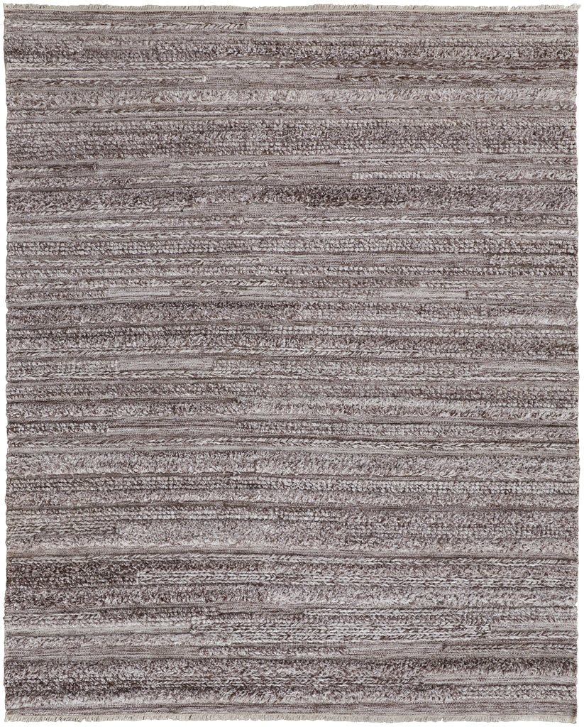 Alden Transitional Stripes Taupe Brown Ivory Area Rug (2' x 3')