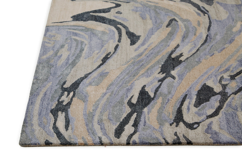 Dryden Transitional Abstract Blue Gray Taupe Area Rug (3'6" x 5'6")