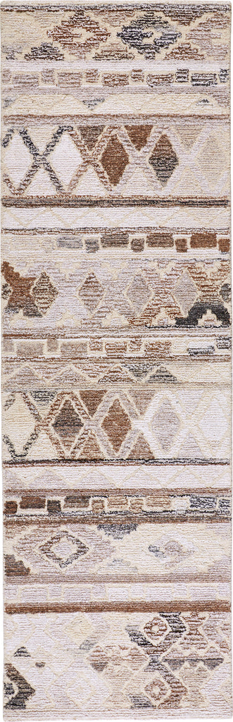 Asher Transitional Distressed Ivory Tan Gray Area Rug (2'6" x 8')