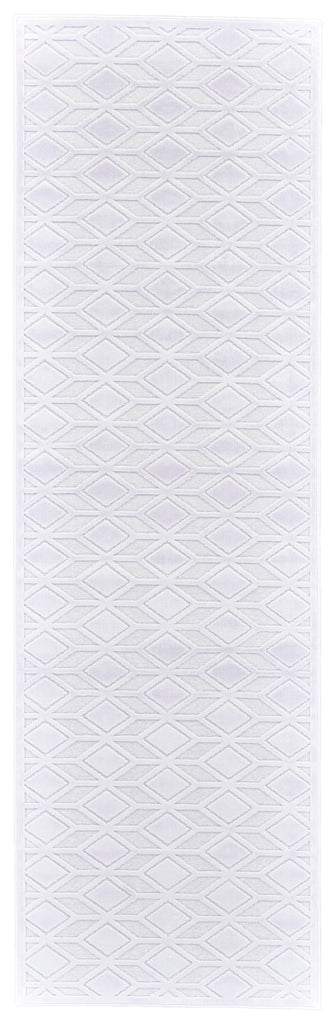 Saphir Mira Modern Geometric White Area Rug (2'6" x 8' / Pattern 2)