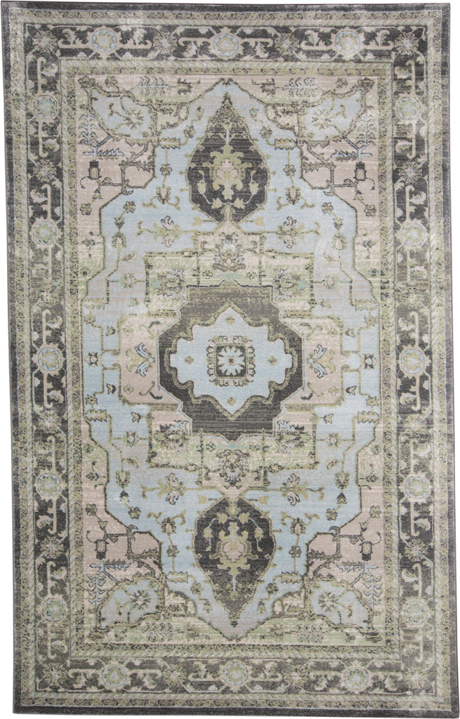 Katari Transitional Bordered Gray Blue Taupe Area Rug