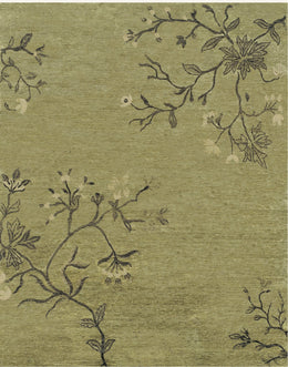 Cordonnet Transitional Floral Botanical Green Area Rug