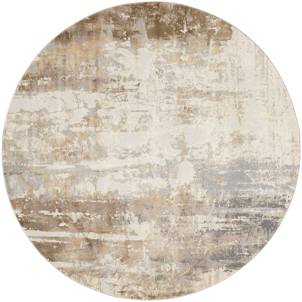 Parker Transitional Abstract Tan Ivory Gray Area Rug (7'9" x 7'9")