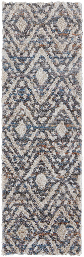 Mynka Transitional Diamond Ivory Gray Taupe Area Rug (2'6" x 8')