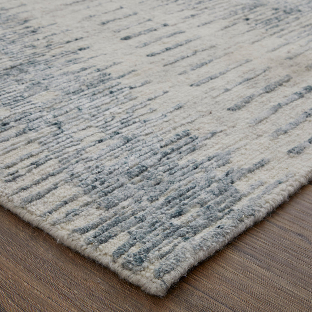 Brighton Modern Abstract Ivory Blue Gray Area Rug (2' x 3')