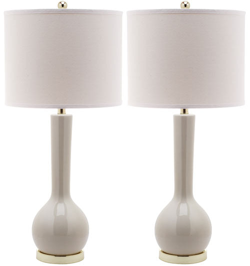 Mae Long Neck Ceramic Table Lamp (Set Of 2) - Light Grey