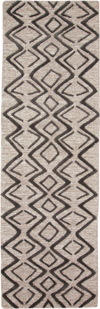 Enzo Transitional Geometric Black Gray Taupe Area Rug (2'6" x 8')