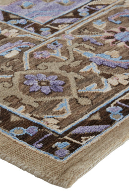 Lanister Traditional Oriental Purple Tan Taupe Area Rug (7'9" x 9'9")