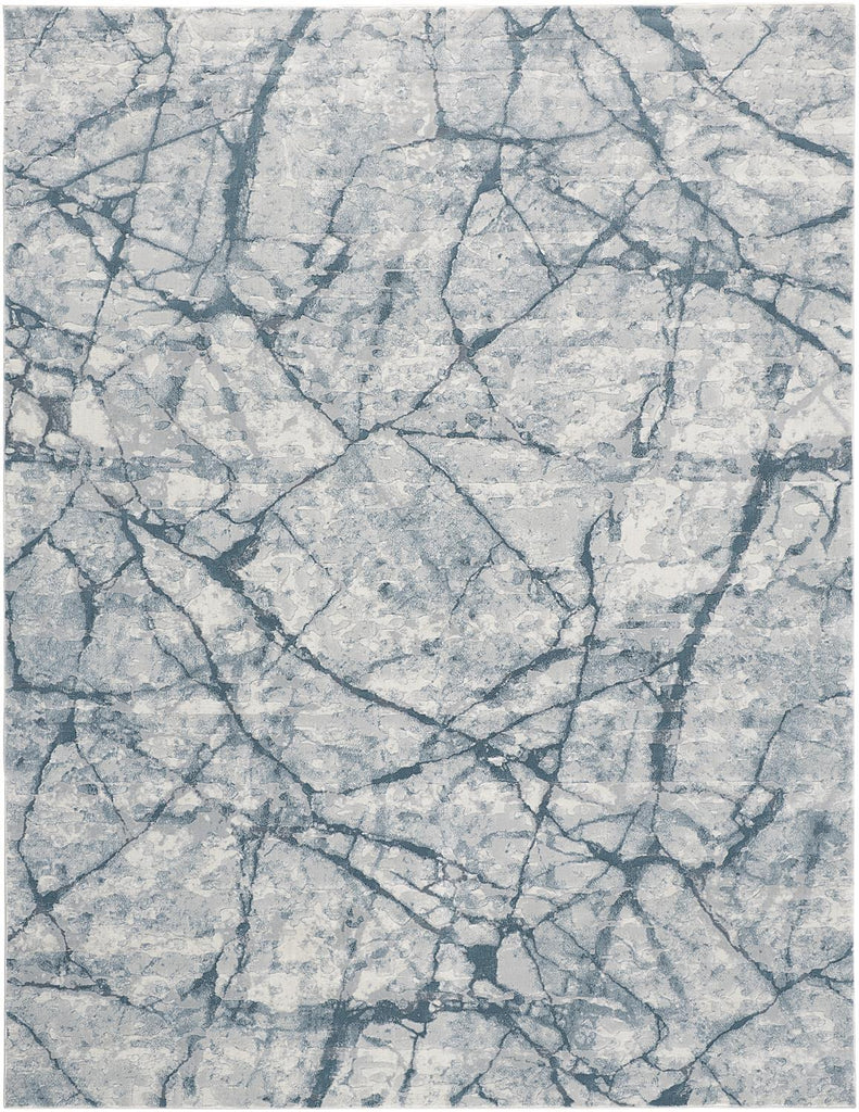 Atwell Transitional Abstract Blue Gray Ivory Area Rug (2' x 3')