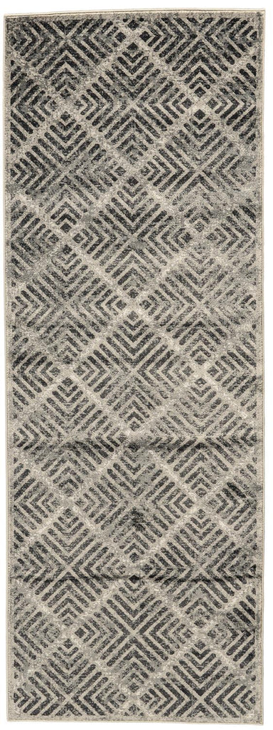 Katari Modern Geometric Gray Tan Black Area Rug (2'10" x 7'10")