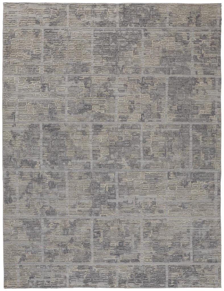 Elias Modern Abstract Gray Ivory Area Rug (3'6" x 5'6")