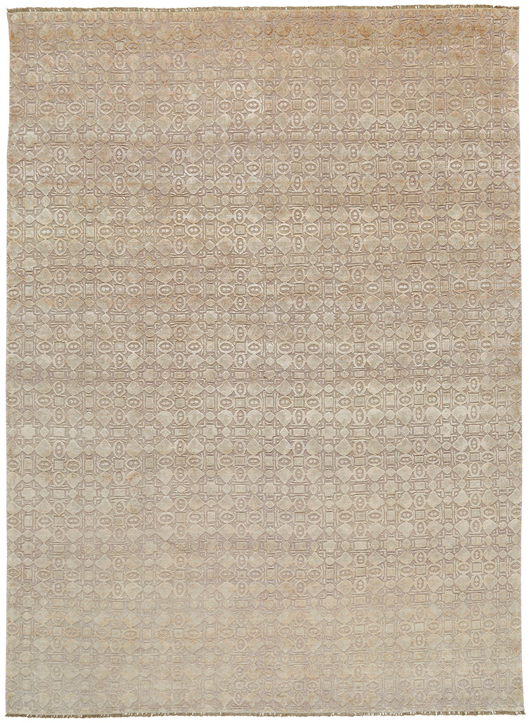 Khitan II Modern Solid Tan Taupe Ivory Area Rug (2' x 3')