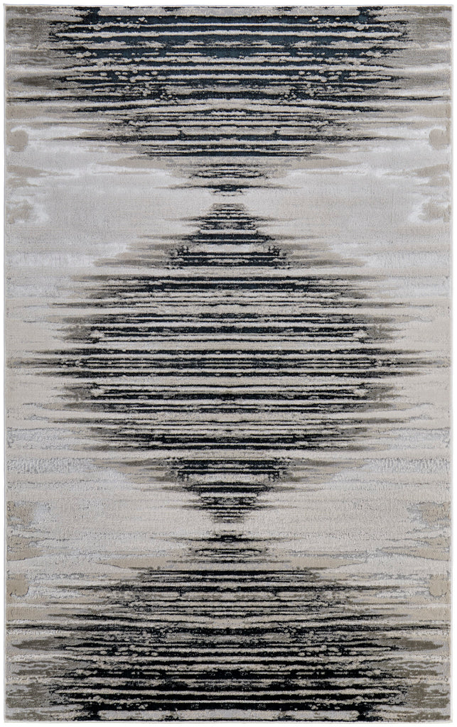 Micah Modern Diamond Black Silver Taupe Area Rug (3'11" x 6')