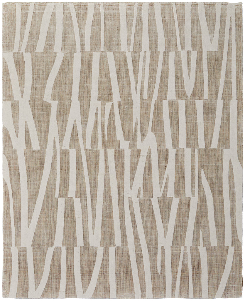 Peconic Modern Abstract Tan Ivory Area Rug (5' x 8')