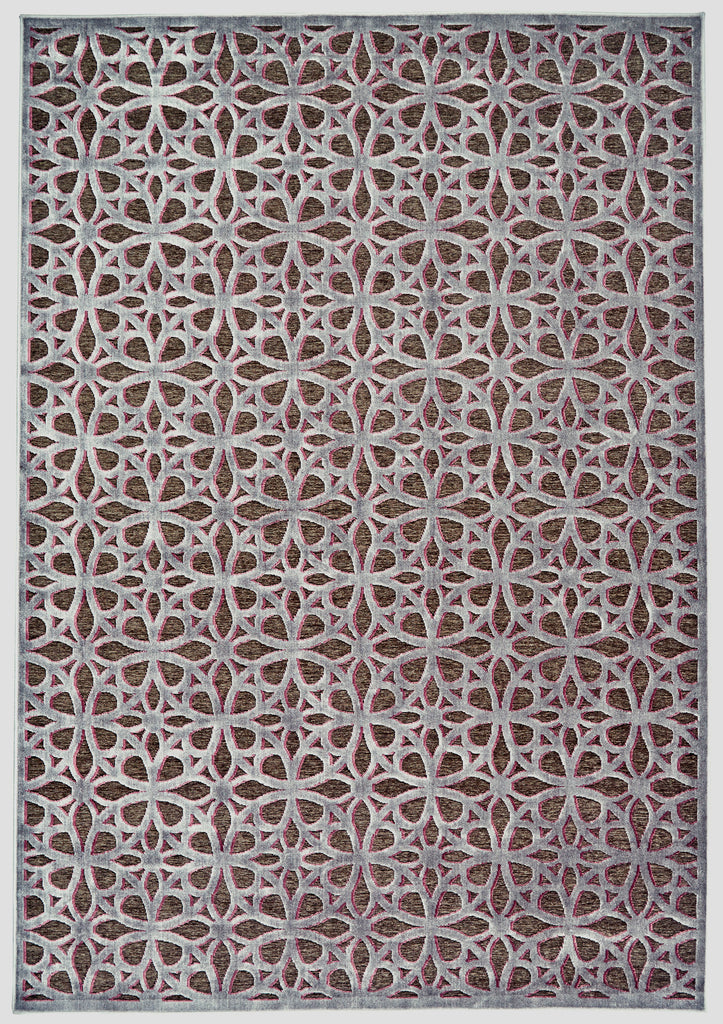 Saphir Rubus Modern Geometric Gray Brown Purple Area Rug (9'8" x 12'7")