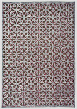 Saphir Rubus Modern Geometric Gray Brown Purple Area Rug (2'6" x 8')