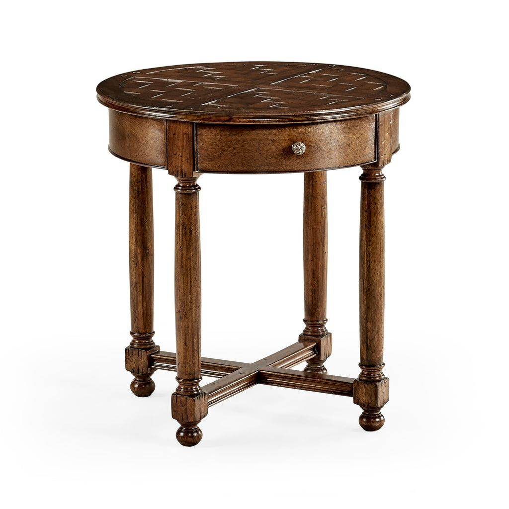 Round Parquet Topped Side Table