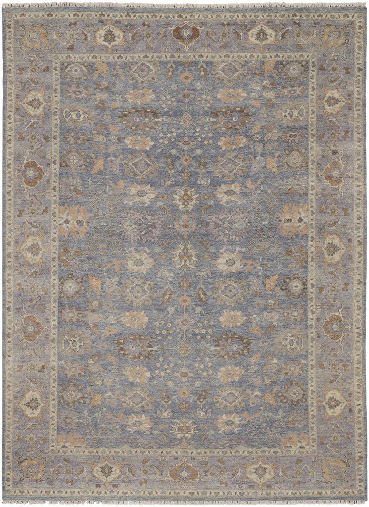 Marabel Traditional Oriental Blue Taupe Ivory Area Rug (9'6" x 13'6")