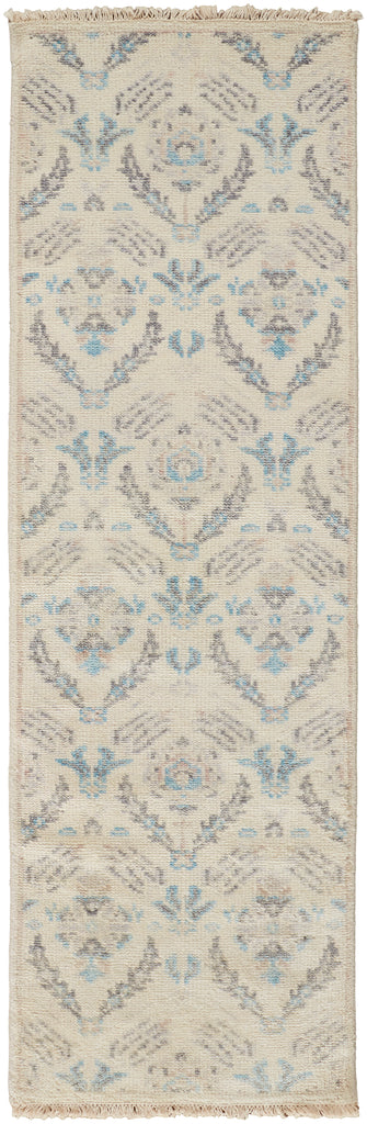 Beall Traditional Oriental Ivory Gray Blue Area Rug (2'6" x 8')