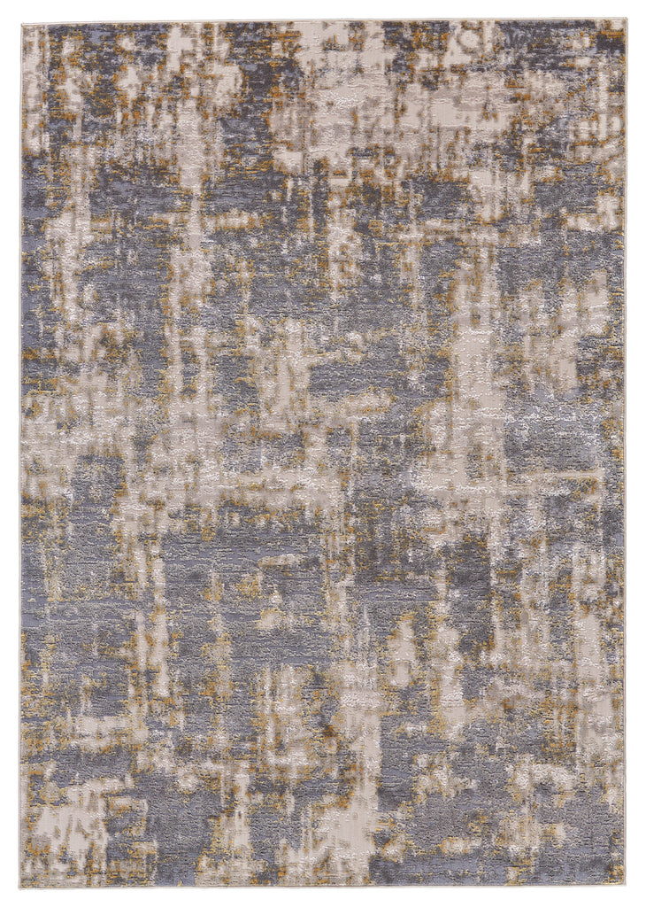 Waldor Modern Abstract Gray Gold Area Rug (6'7" x 9'6")