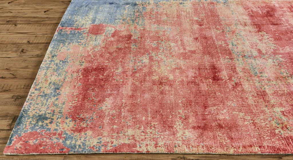 Emory Modern Abstract Red Blue Pink Area Rug (2' x 3')