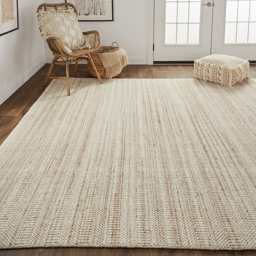 Keaton Transitional Solid Ivory Area Rug (9' x 12')