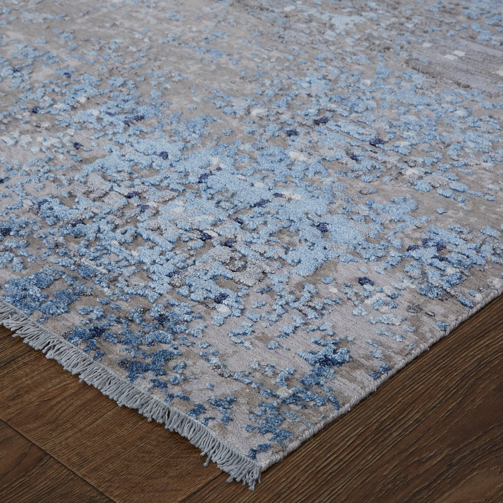 Fowler Transitional Watercolor Blue Ivory Silver Area Rug (5'6" x 8'6")