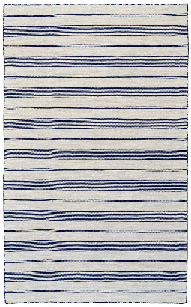 Duprine Transitional Stripes White Ivory Blue Area Rug (4' x 6')