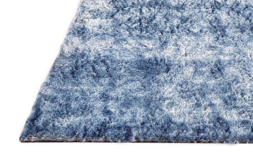 Indochine Modern Solid Blue Silver Area Rug (8' x 8' / Pattern 2)