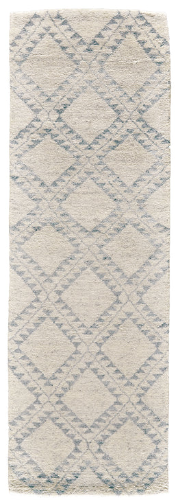 Abytha Transitional Diamond Gray Blue Ivory Area Rug (9'6" x 13'6")