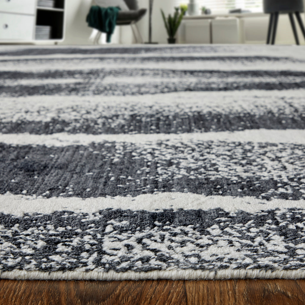 Coda Modern Abstract Black White Area Rug (3'6" x 5'6" / Pattern 1)