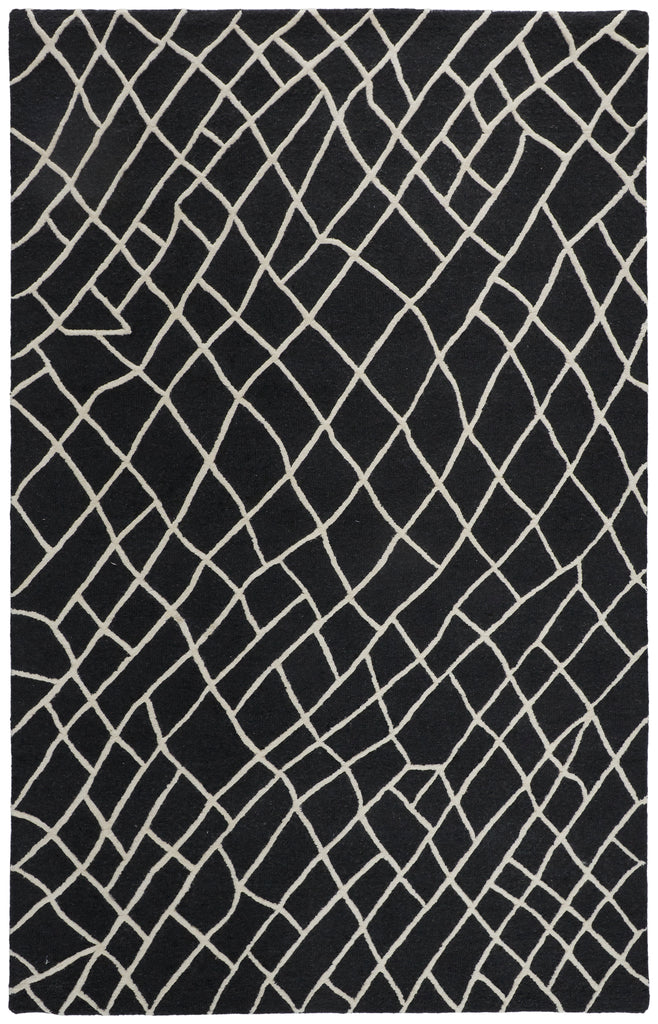 Lusk Transitional Geometric Black Ivory Area Rug (5' x 8')