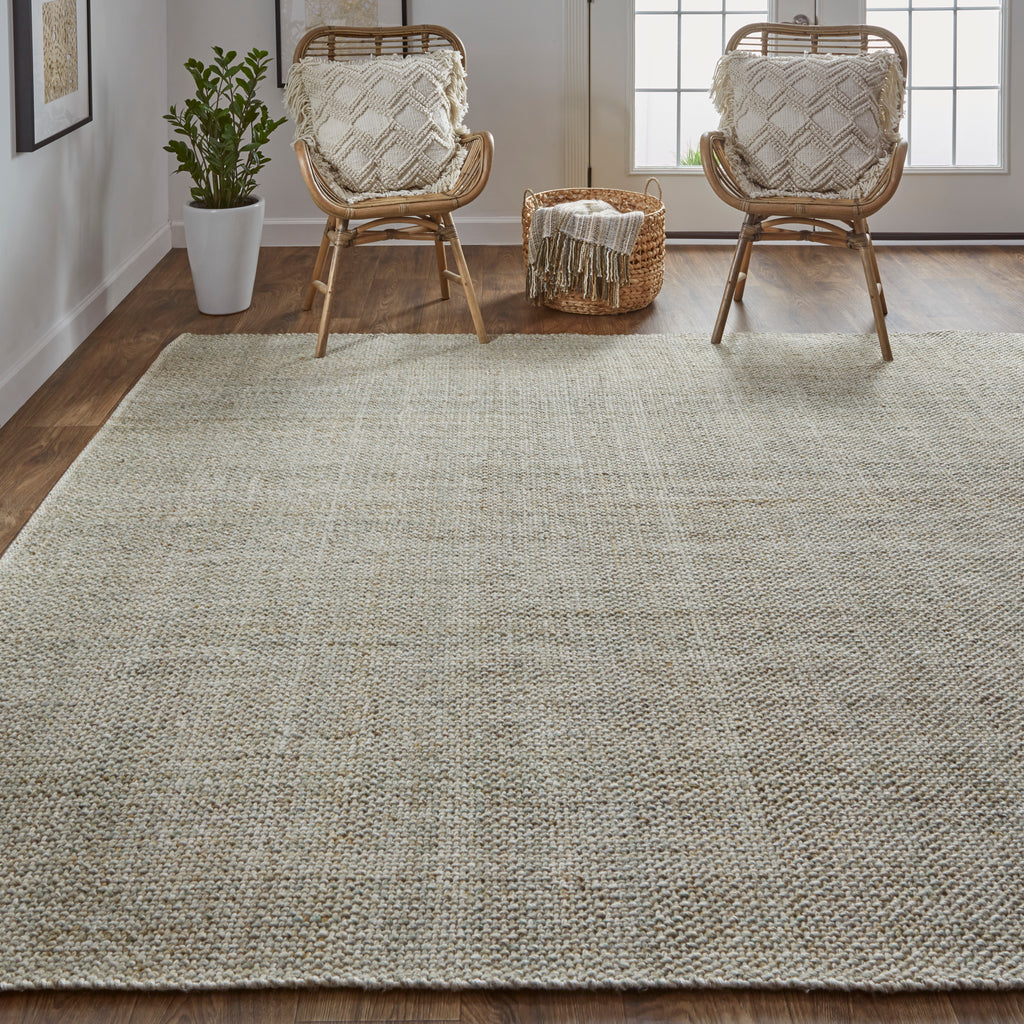 Naples Transitional Solid Green Tan Area Rug (5' x 8')