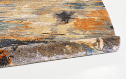 Gia Modern Abstract Gray Gold Orange Area Rug (5'6" x 8'6")