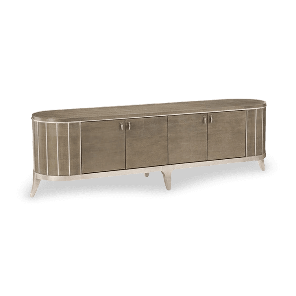 Entertainment Console - Elegant Linen, Soft Silver Leaf, Soft Silver Paint