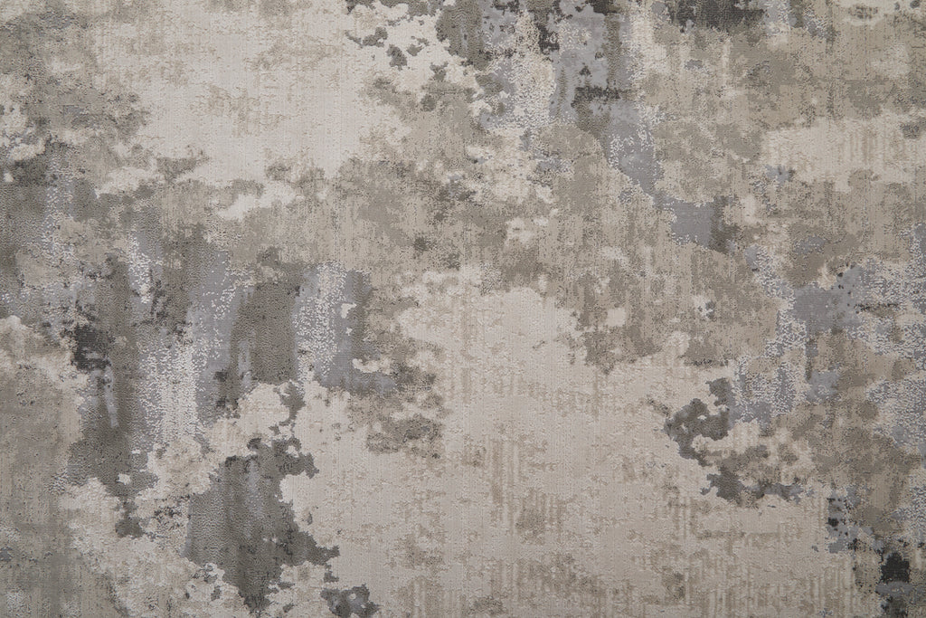 Prasad Modern Watercolor Ivory Gray Area Rug (2'10" x 7'10")