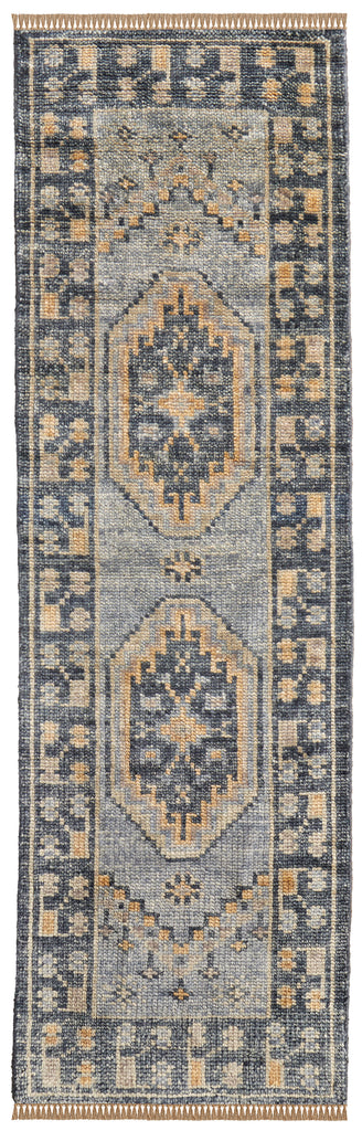 Fillmore Transitional Medallion Blue Gray Area Rug (2'6" x 12')