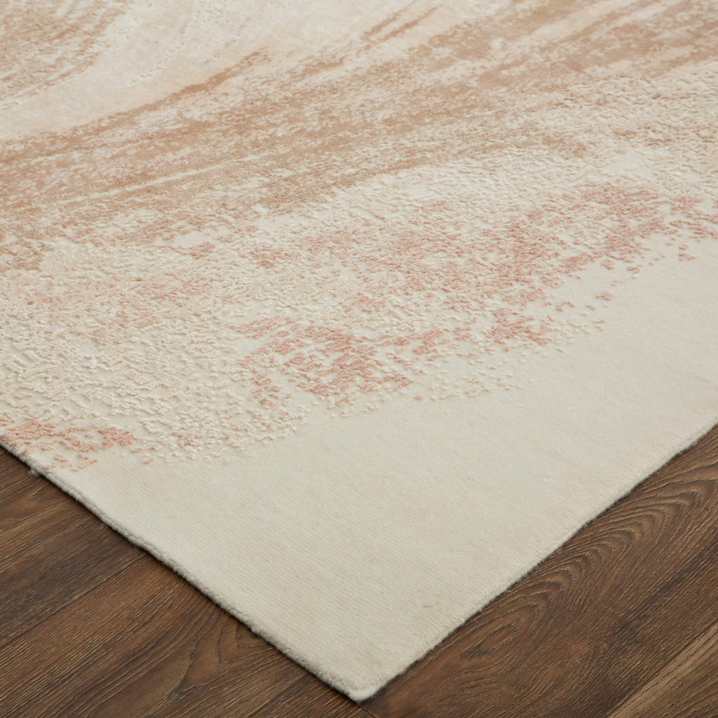 Montfort Modern Abstract Pink Tan Ivory Area Rug (8'6" x 11'6")