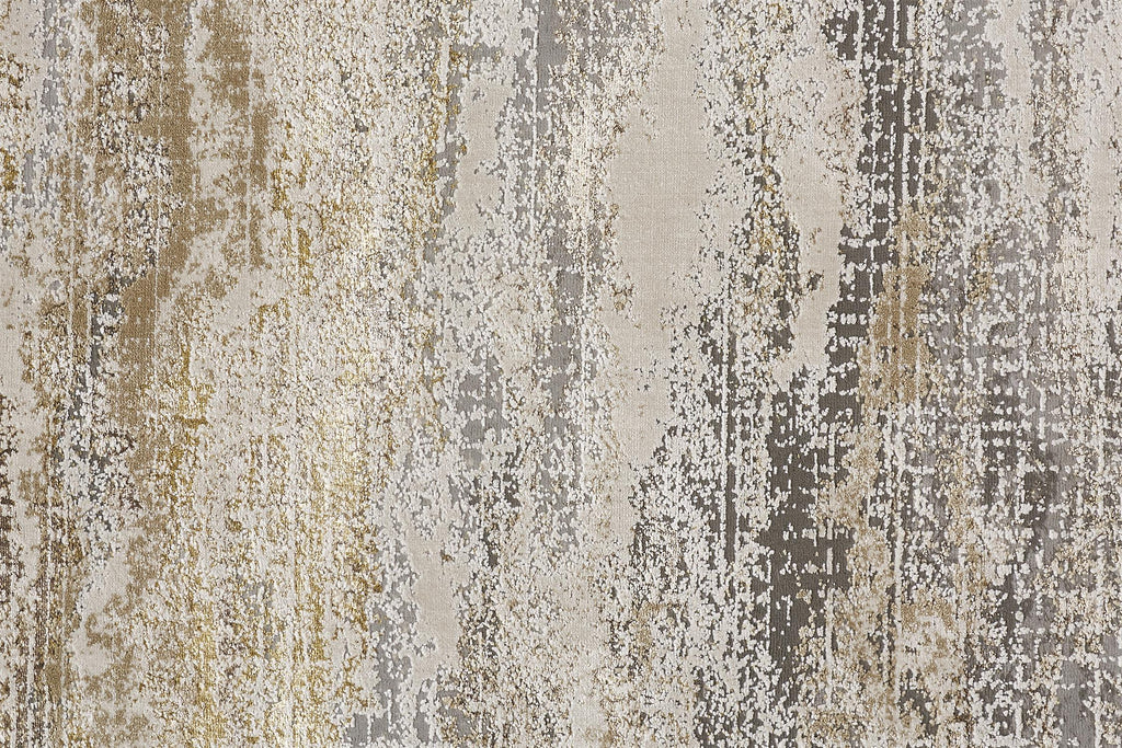 Aura Modern Abstract Gold Gray Ivory Area Rug (5' x 8')