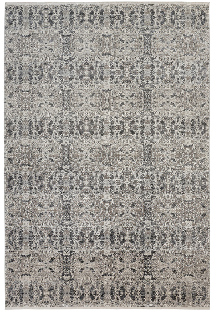 Cadiz Modern Oriental Gray Taupe Ivory Area Rug (4'10" x 7'10")