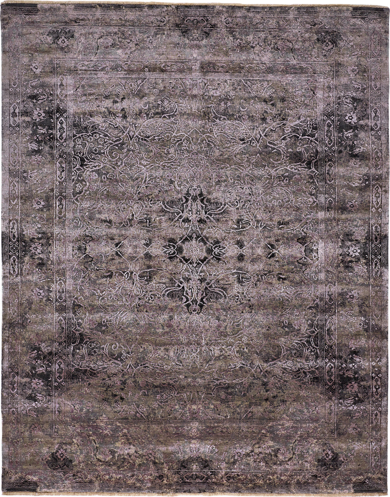 Natalia Transitional Distressed Taupe Brown Black Area Rug (8'6" x 11'6")