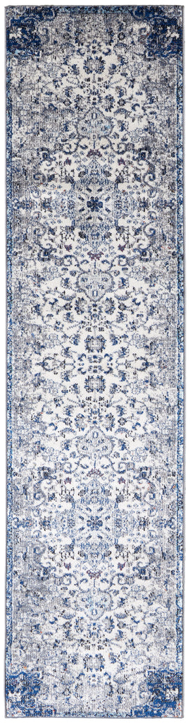 Bellini Transitional Medallion Ivory Gray Blue Area Rug (2' x 8')