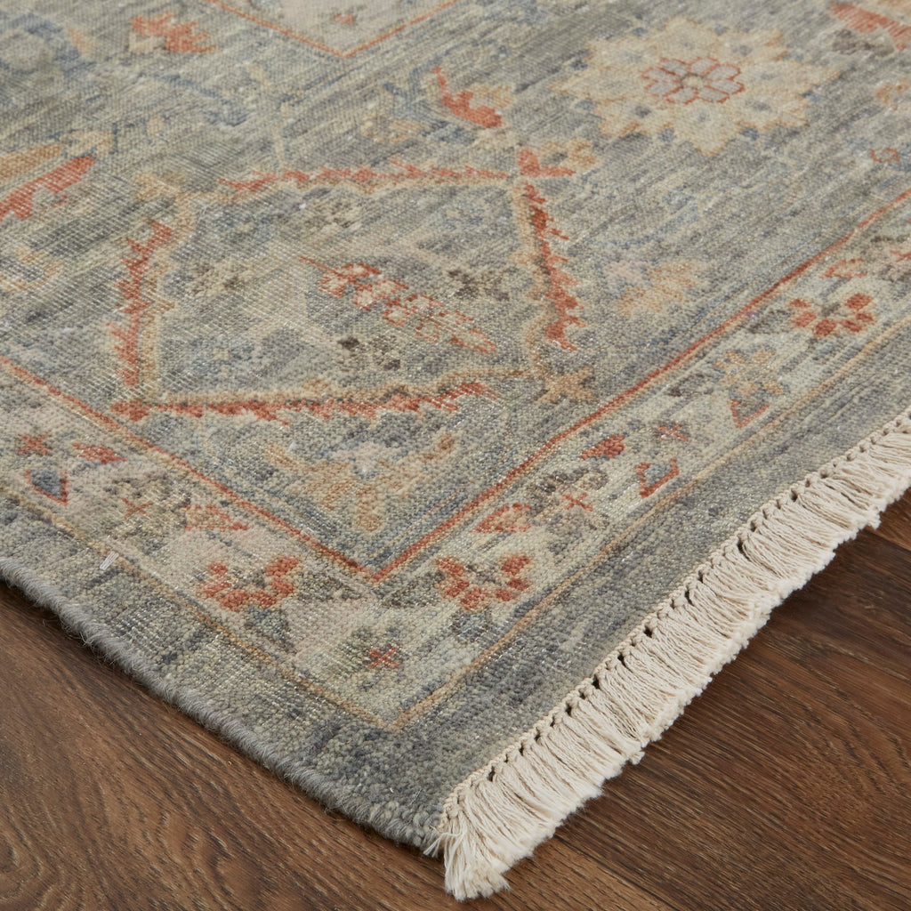 Marabel Traditional Oriental Blue Taupe Red Area Rug (9'6" x 13'6")